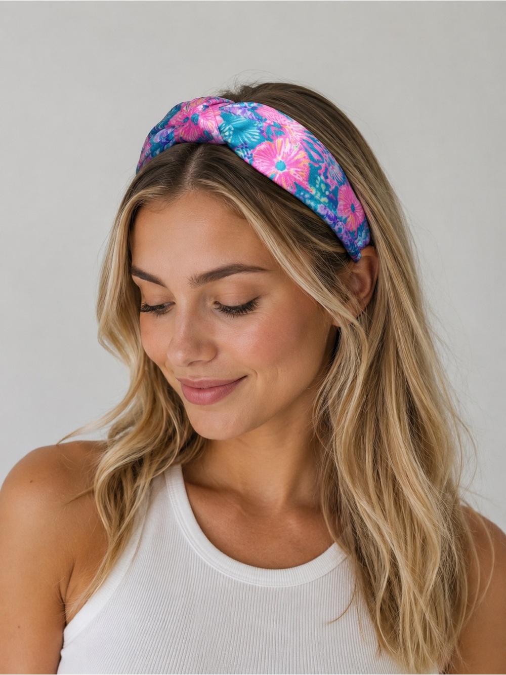 NWT Lilly Pulitzer “Splendor in the Sand”Pink & Aqua Wide Knotted Headband